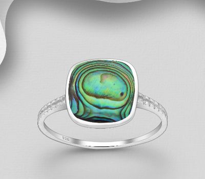 925 Sterling Silver Ring, Decorated with Shell
