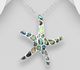 925 Sterling Silver Starfish Pendant Decorated with Shell or with Resin and Shell