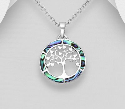 925 Sterling Silver Tree Of Life Pendant, Decorated with Shell