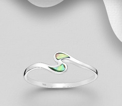 925 Sterling Silver Ring, Decorated with Shell