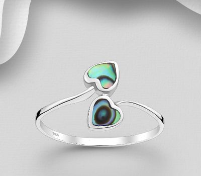 Şəkli böyütmək üçün tiklayın 925 Sterling Silver Heart Ring, Decorated with Shell