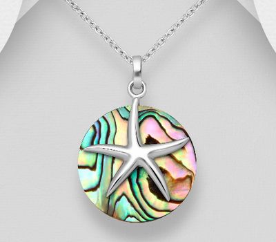 925 Sterling Silver Starfish Pendant Decorated With Shell