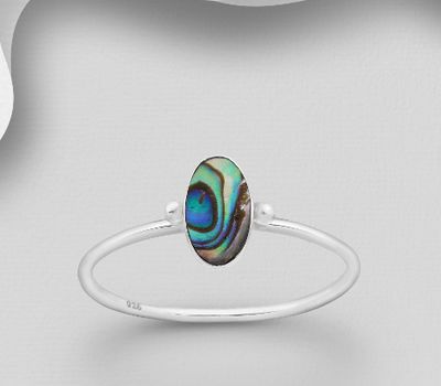 Şəkli böyütmək üçün tiklayın 925 Sterling Silver Ring, Decorated with Oval-Shaped Shell