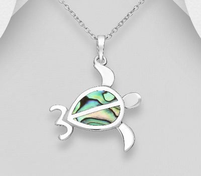 Şəkli böyütmək üçün tiklayın 925 Sterling Silver Pendant Featuring Turtle Decorated with Shell