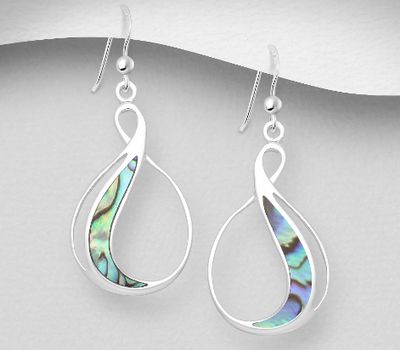 925 Sterling Silver Hook Earrings Decorated With Shell