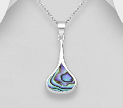 Malın səhifəsinə keç 925 Sterling Silver Droplet Pendant, Decorated with Shell