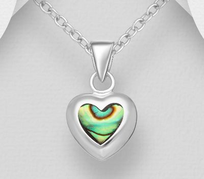 Şəkli böyütmək üçün tiklayın 925 Sterling Silver Heart Pendant, Decorated with Shell