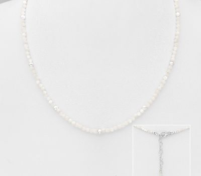 925 Sterling Silver Beaded Necklace, Beaded with Freshwater Pearls and Shell