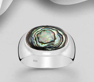 Şəkli böyütmək üçün tiklayın 925 Sterling Silver Ring Decorated With Shell