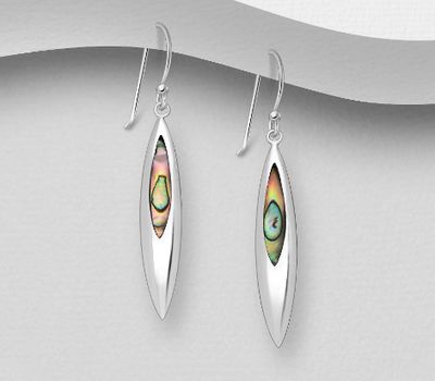 925 Sterling Silver Hook Earrings Decorated With Shell