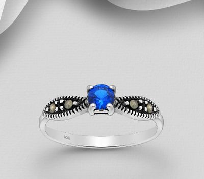 Şəkli böyütmək üçün tiklayın 925 Sterling Silver Ring Decorated With CZ and Marcasite