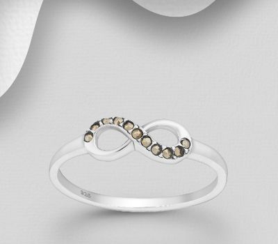 925 Sterling Silver Infinity Ring Decorated With Marcasite