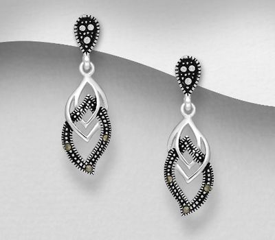Sterling silver and marcasite earrings.