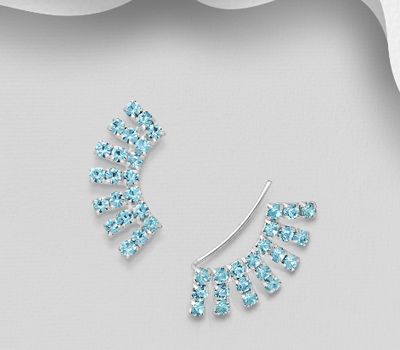 Malın səhifəsinə keç 925 Sterling Silver Ear pins, Decorated with Various Colors of Crystal Glass