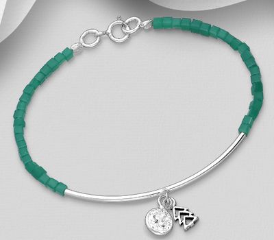 Şəkli böyütmək üçün tiklayın 925 Sterling Silver Tree and Circle Charm Bracelet, Decorated with Crystal Glass and CZ Simulated Diamonds