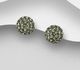 925 Sterling Silver Ball Push-Back Earrings, Decorated with Various Colors of Crystal Glass
