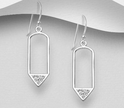 925 Sterling Silver Hook Earrings, Decorated with Crystal Glass