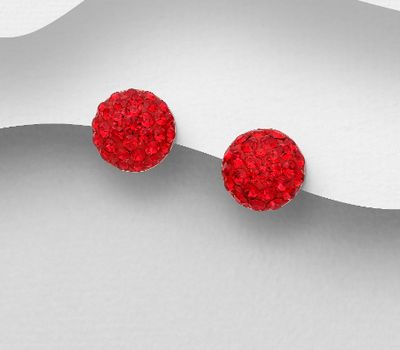 Şəkli böyütmək üçün tiklayın 925 Sterling Silver Push-Back Earrings, Decorated with Various Colors of Crystal Glass