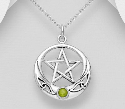 Şəkli böyütmək üçün tiklayın 925 Sterling Silver Oxidized Celtic Star Pendant, Decorated with Glass
