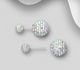 925 Sterling Silver Ball Jacket Earrings, Decorated with Various Colors Crystal Glass