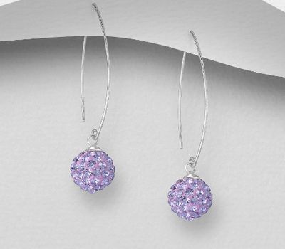 Şəkli böyütmək üçün tiklayın Crystal glass earrings made with sterling silver hooks.