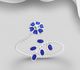 925 Sterling Silver Flower and Leaf Ring, Decorated with Various Colored Enamel and Crystal Glass