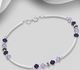925 Sterling Silver Bracelet, Decorated with Various Colors of Crystal Glass