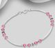 925 Sterling Silver Bracelet, Decorated with Various Colors of Crystal Glass