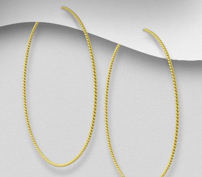 Şəkli böyütmək üçün tiklayın 925 Sterling Silver Twisted Hoop Earrings, Plated with 1 Micron 18K Yellow Gold