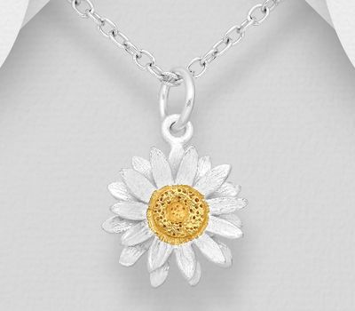 Malın səhifəsinə keç 925 Sterling Silver Flower Pendant, Pollen Plated with 1 Micron 14K or 18K Yellow Gold