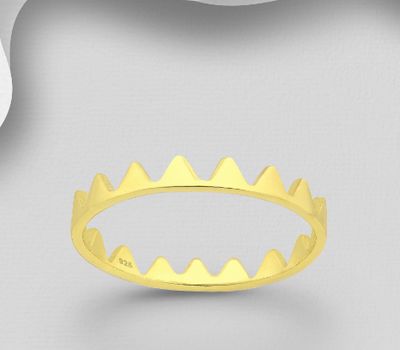 925 Sterling Silver Ring Plated with 1 Micron 18K Yellow Gold