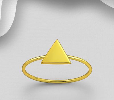Şəkli böyütmək üçün tiklayın 925 Sterling Silver Triangle Ring, Plated with 1 Micron 18K Yellow Gold