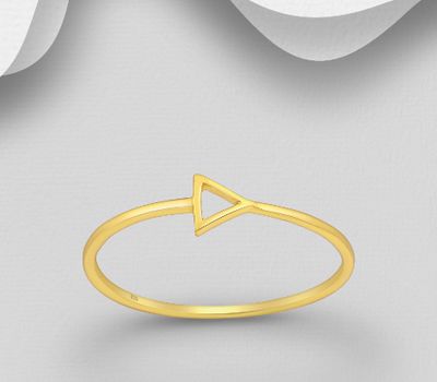 925 Sterling Silver Triangle Ring, Plated with 1 Micron 18K Yellow Gold