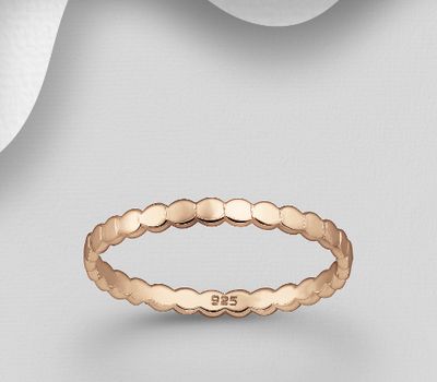 Şəkli böyütmək üçün tiklayın 925 Sterling Silver Band Ring, Plated with 1 Micron Pink Gold, 2 mm Wide