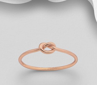 925 Sterling Silver Love Knot Ring, Plated with 1 Micron Pink Gold