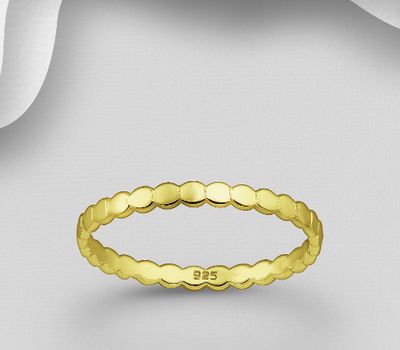 Şəkli böyütmək üçün tiklayın 925 Sterling Silver Band Ring, Plated with 1 Micron 14K Yellow Gold, 2 mm Wide