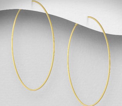 925 Sterling Silver Wire Hoop Earrings, Plated with 1 Micron 14K or 18K Yellow Gold