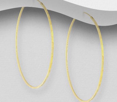Şəkli böyütmək üçün tiklayın 925 Sterling Silver Hoop Earrings, Plated with 1 Micron 18K Yellow Gold