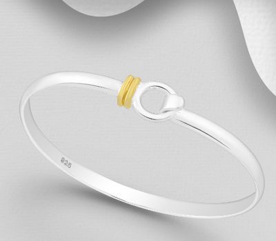 925 Sterling Silver Bangle, Plated with 1 Micron 14K or 18K Yellow Gold