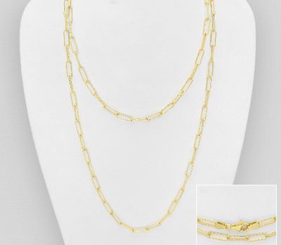 ITALIAN DELIGHT - 925 Sterling Silver Layered Necklace, Plated with 0.5 Micron 18K Yellow Gold, 3 mm Wide, Made in Italy.