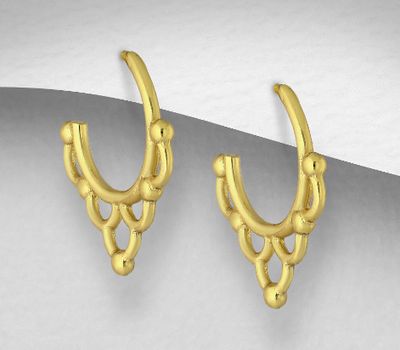 925 Sterling Silver Push-Back Earrings, Plated with 1 Micron 14K or 18K Yellow Gold
