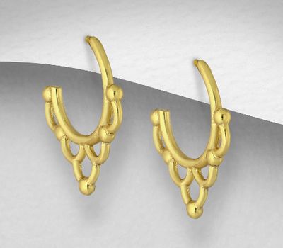 Şəkli böyütmək üçün tiklayın 925 Sterling Silver Push-Back Earrings, Plated with 1 Micron 14K or 18K Yellow Gold