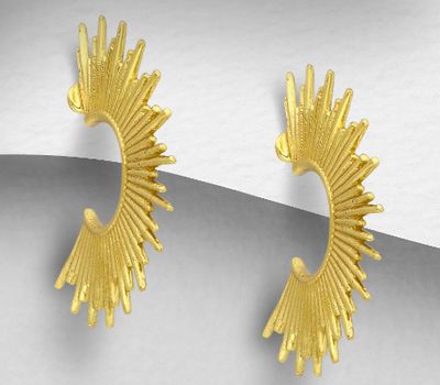 925 Sterling Silver Push-Back Earrings Plated with 1 Micron 14K or 18K Yellow Gold