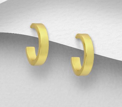 Şəkli böyütmək üçün tiklayın 925 Sterling Silver Push-Back Earrings, Plated with 1 Micron 14K or 18K Yellow Gold