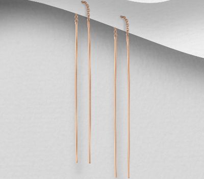 Şəkli böyütmək üçün tiklayın 925 Sterling Silver Threader Earrings, Plated with 1 Micron Pink Gold