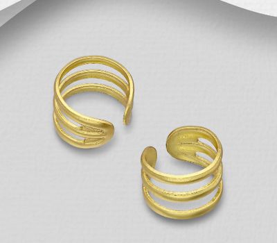 925 Sterling Silver Ear Cuffs, Plated with 1 Micron 14K or 18K Yellow Gold