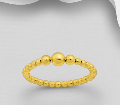 Şəkli böyütmək üçün tiklayın 925 Sterling Silver Ball Ring, Plated with 1 Micron 18K Yellow Gold