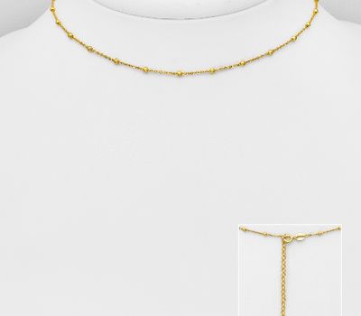 ITALIAN DELIGHT - 925 Sterling Silver Ball Choker, Plated with 0.5 Micron 18K Yellow Gold, Ball Width is 2 mm, Made in Italy.