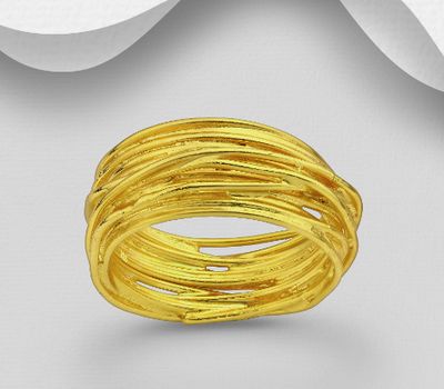 925 Sterling Silver Ring, Plated with 1 Micron 18K Yellow Gold