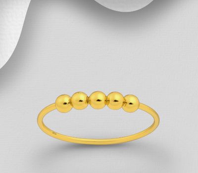 Şəkli böyütmək üçün tiklayın 925 Sterling Silver Ball Ring, Plated with 1 Micron 18K Yellow Gold